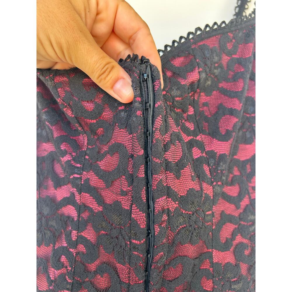 Vintage Y2K Cache Set Bustier Corset Top Black Lace Skirt Whimsygoth Small Large - Picture 12 of 15